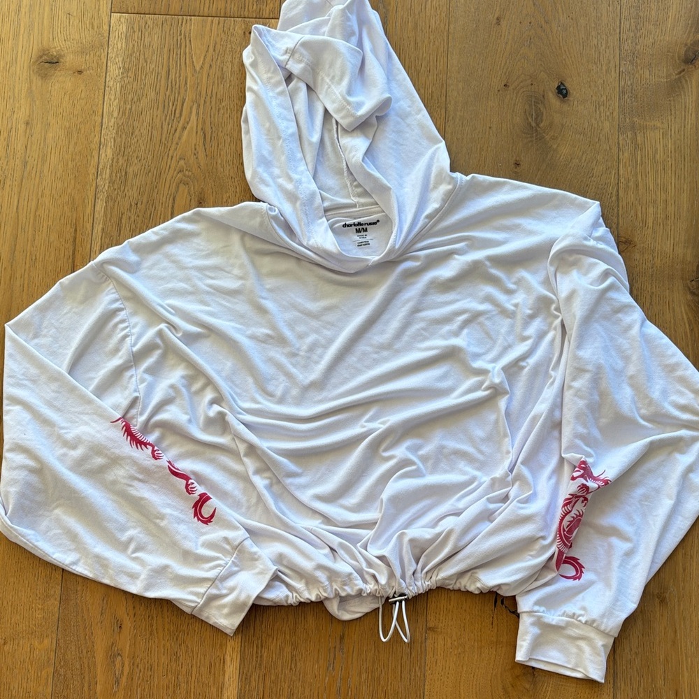 Charlotte Russe White Hooded Adjustable Sweatshirt